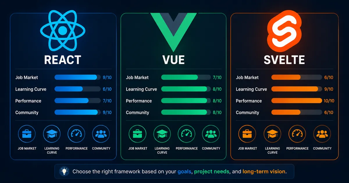 React vs Vue vs Svelte — Which JavaScript Framework Should You Learn in 2026?